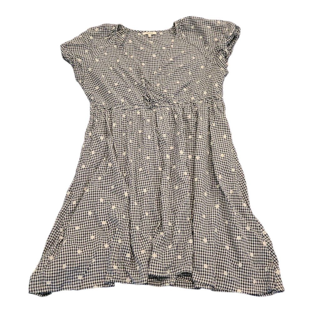 Madewell XL Short Sleeve Plaid and Dotted V-Neck Mini Dress